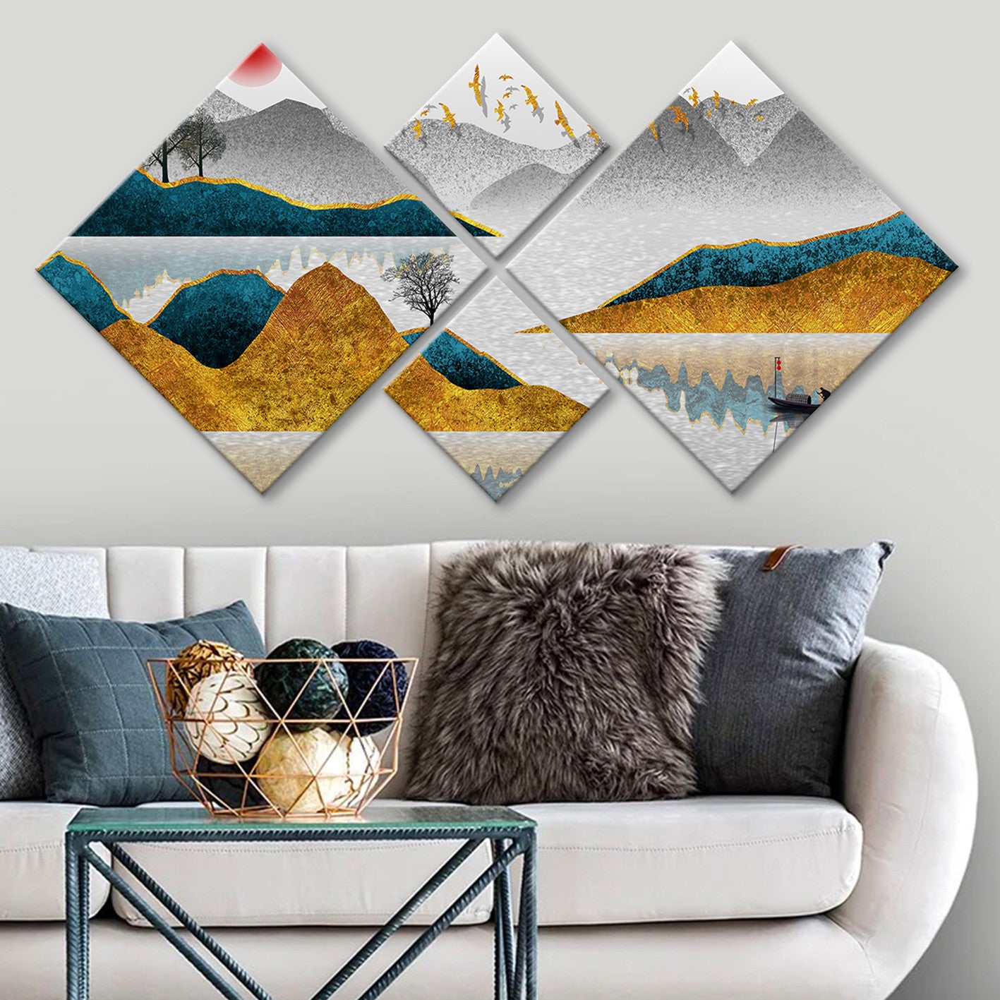 Conjunto Decorativo MDF Multicolor 4 Peças - Impressão UV Premium para Parede