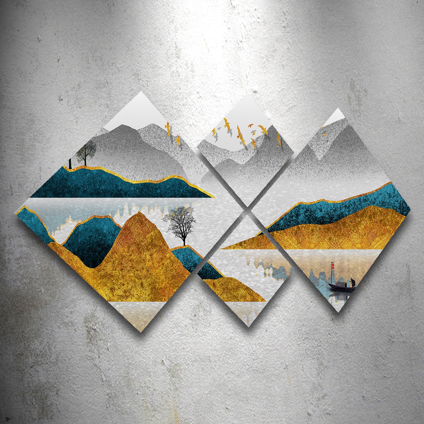 Conjunto Decorativo MDF Multicolor 4 Peças - Impressão UV Premium para Parede