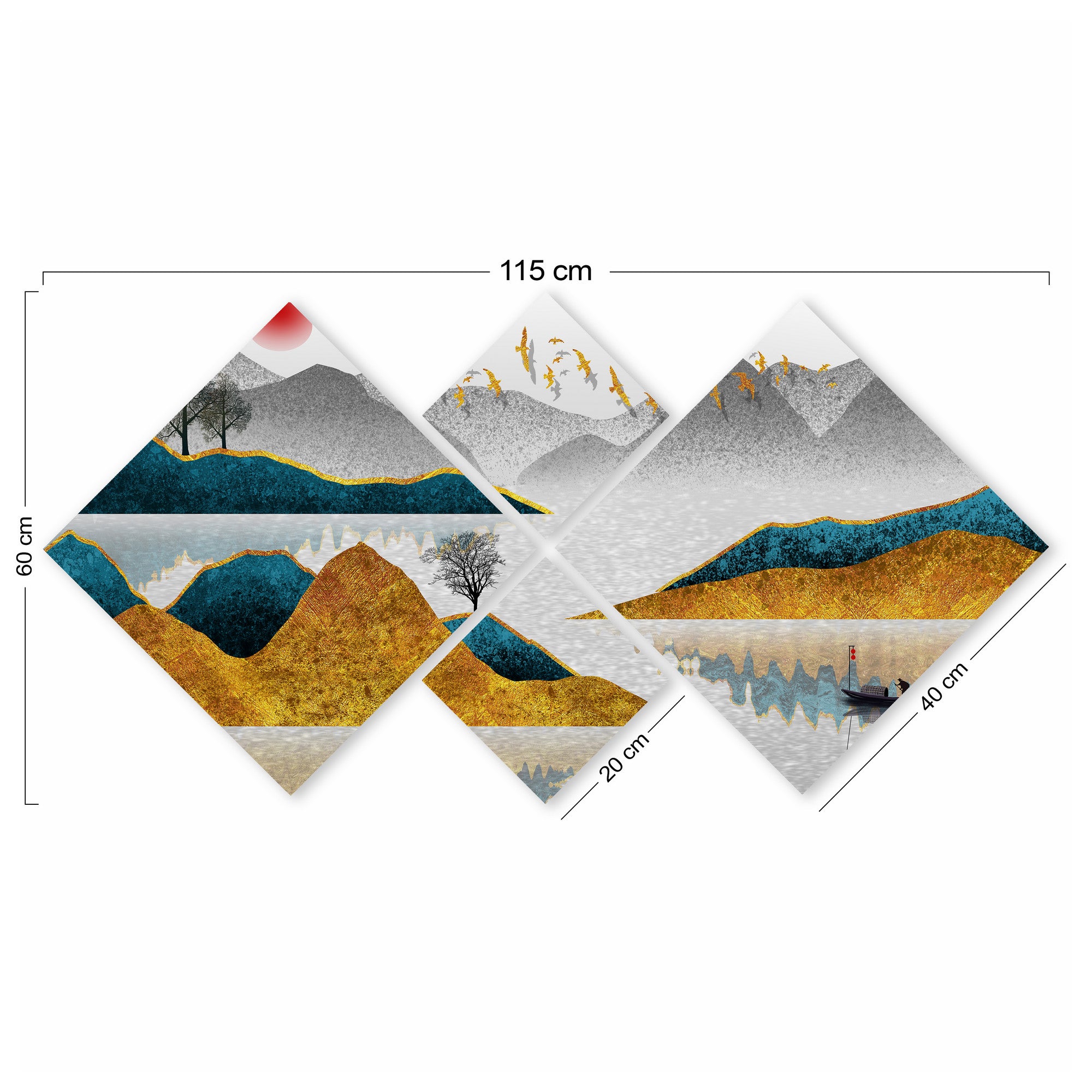 Conjunto Decorativo MDF Multicolor 4 Peças - Impressão UV Premium para Parede