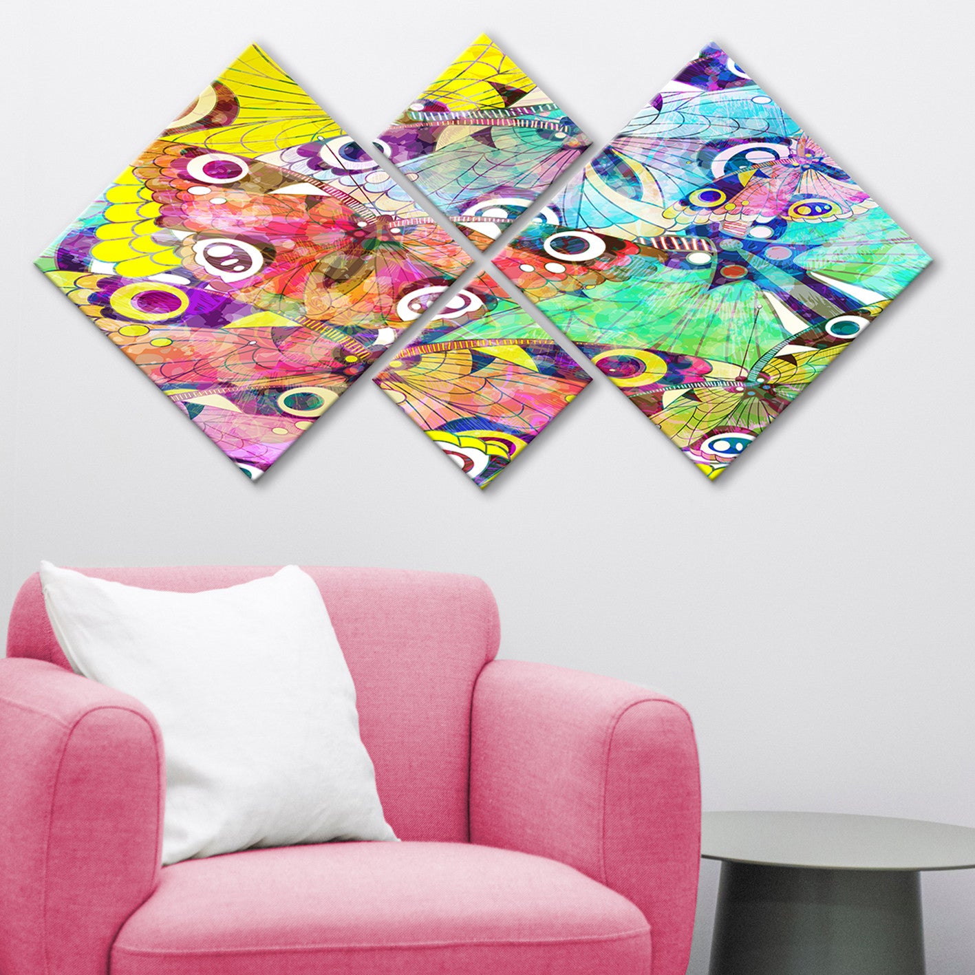 Conjunto Decorativo MDF Multicolor 4 Peças - Impressão UV Premium para Parede