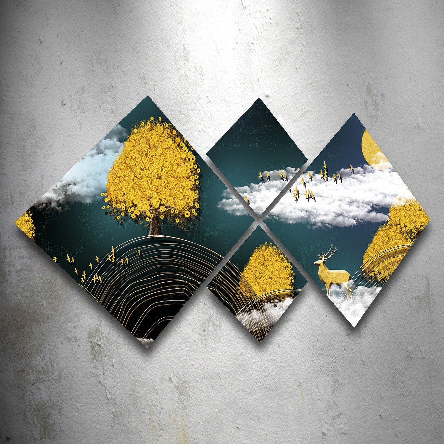 Conjunto Decorativo MDF Multicolor 4 Peças - Impressão UV Premium para Parede