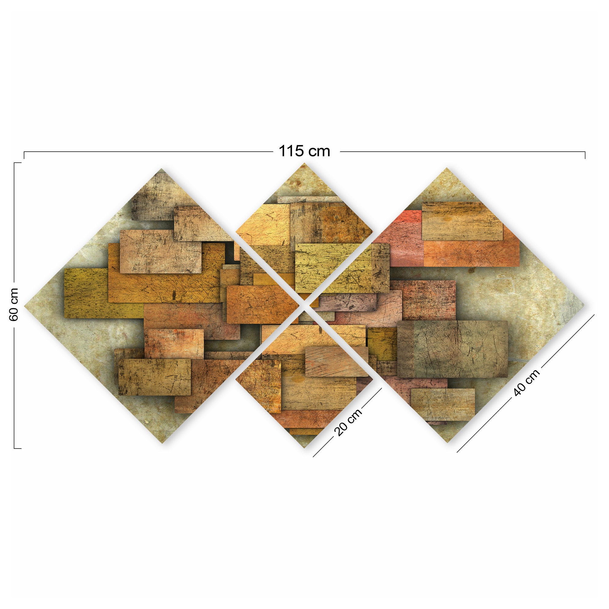 Conjunto Decorativo MDF Multicolor 4 Peças - Impressão UV Premium para Parede