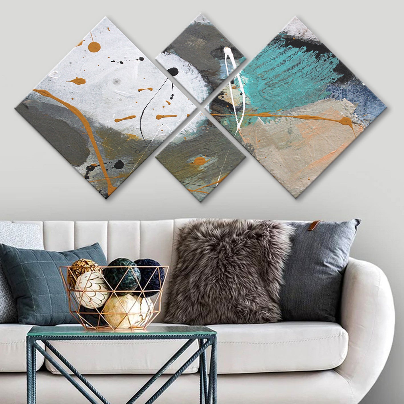 Conjunto Decorativo MDF Multicolor 4 Peças - Impressão UV Premium para Parede