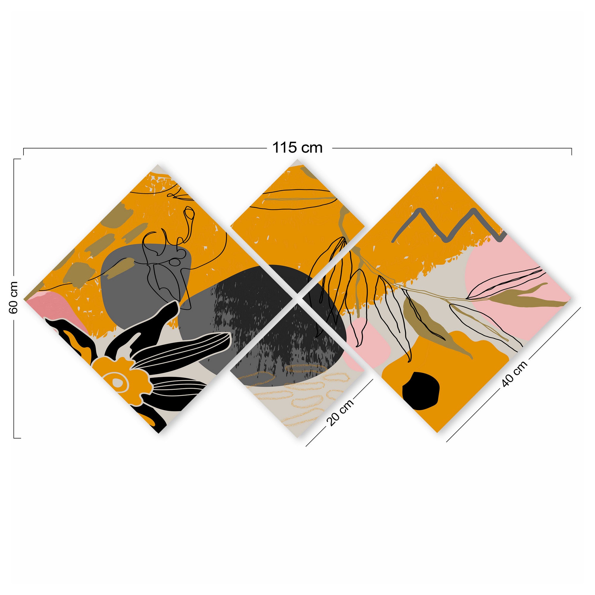 Conjunto Decorativo MDF Multicolor 4 Peças - Impressão UV Premium para Parede