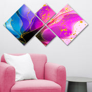 Conjunto Decorativo MDF Multicolor 4 Peças - Quadros Modernos para Parede 60x115cm