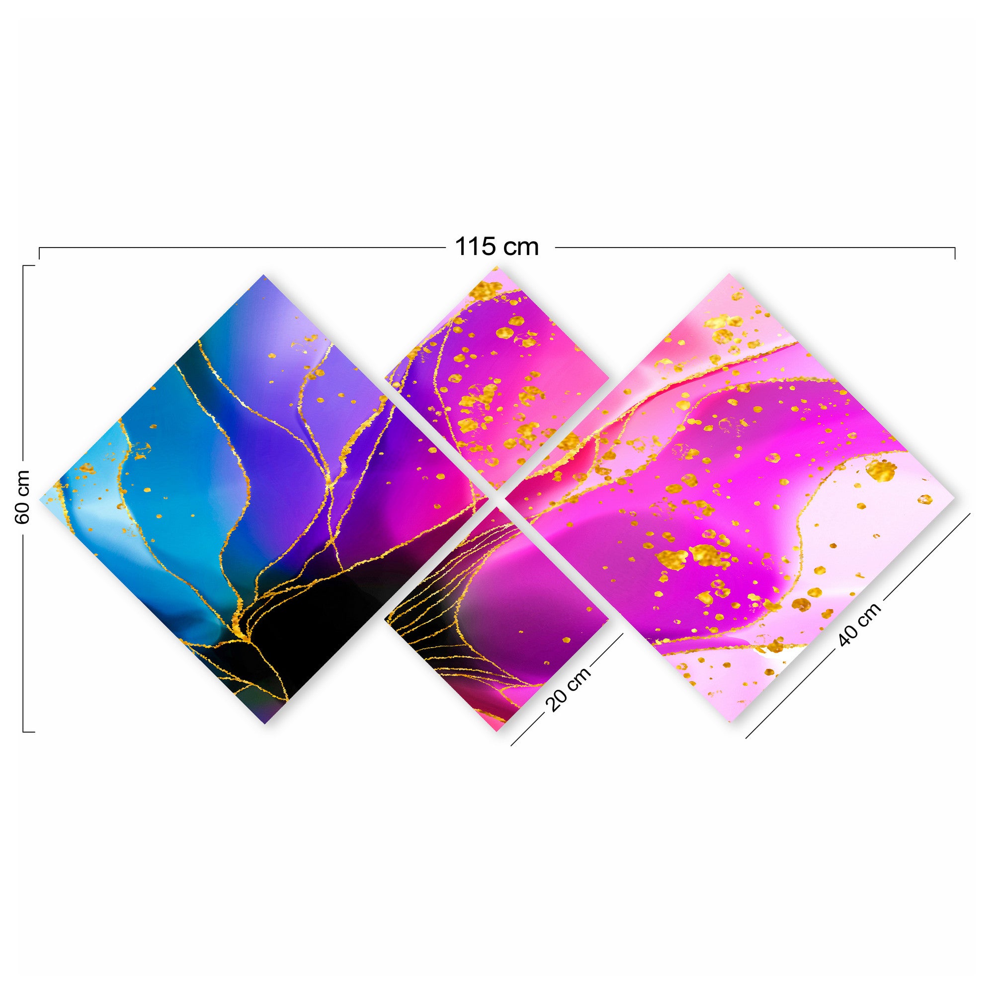 Conjunto Decorativo MDF Multicolor 4 Peças - Quadros Modernos para Parede 60x115cm