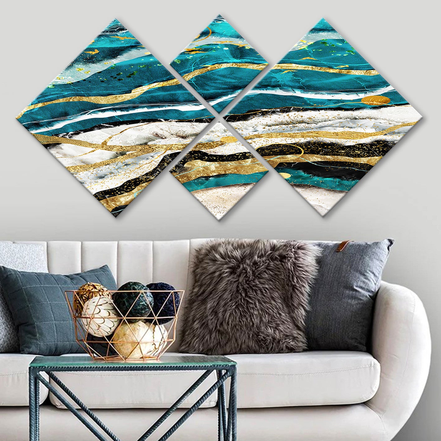 Conjunto Decorativo MDF Multicolor 4 Peças - Impressão UV Premium para Parede