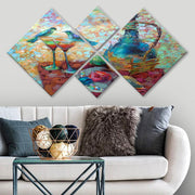 Conjunto Decorativo MDF Multicolor 4 Peças - Impressão UV Premium para Parede