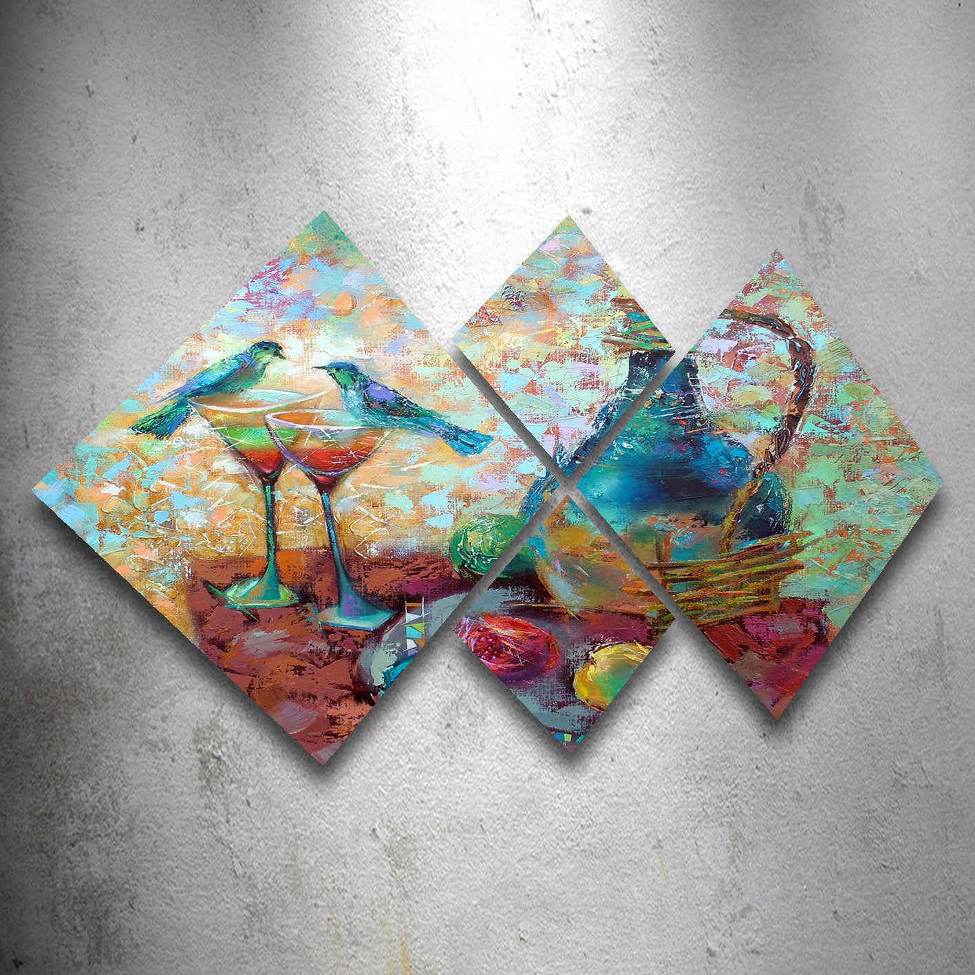 Conjunto Decorativo MDF Multicolor 4 Peças - Impressão UV Premium para Parede