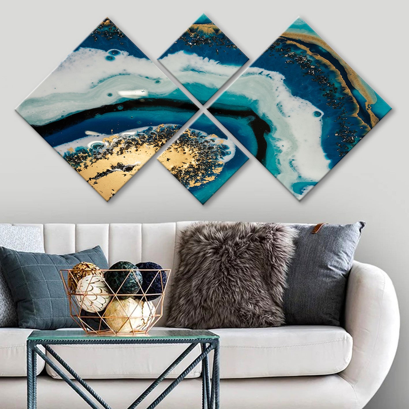 Conjunto Decorativo MDF Multicolor 4 Peças - Impressão UV Premium para Parede