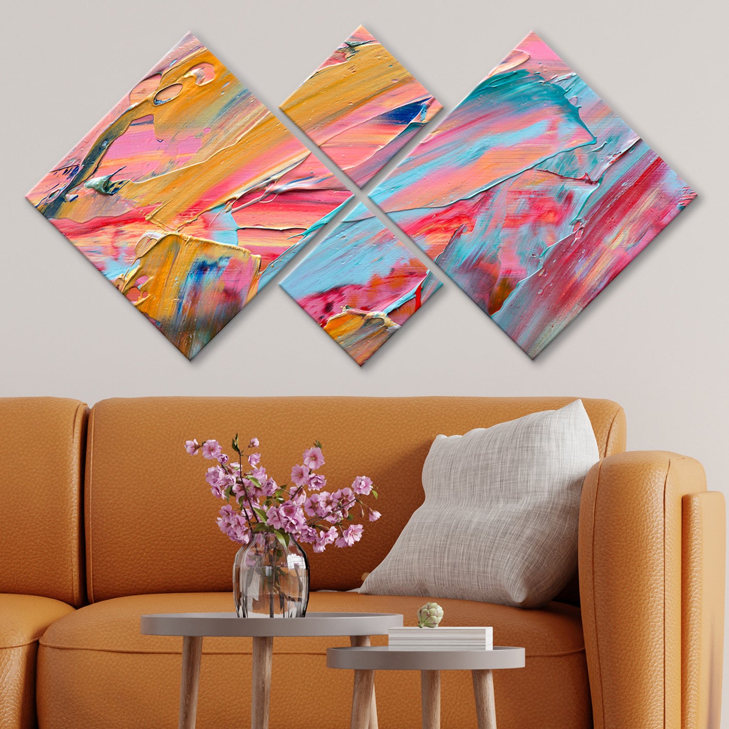 Conjunto Decorativo MDF Multicolor 4 Peças - Impressão UV Premium para Parede