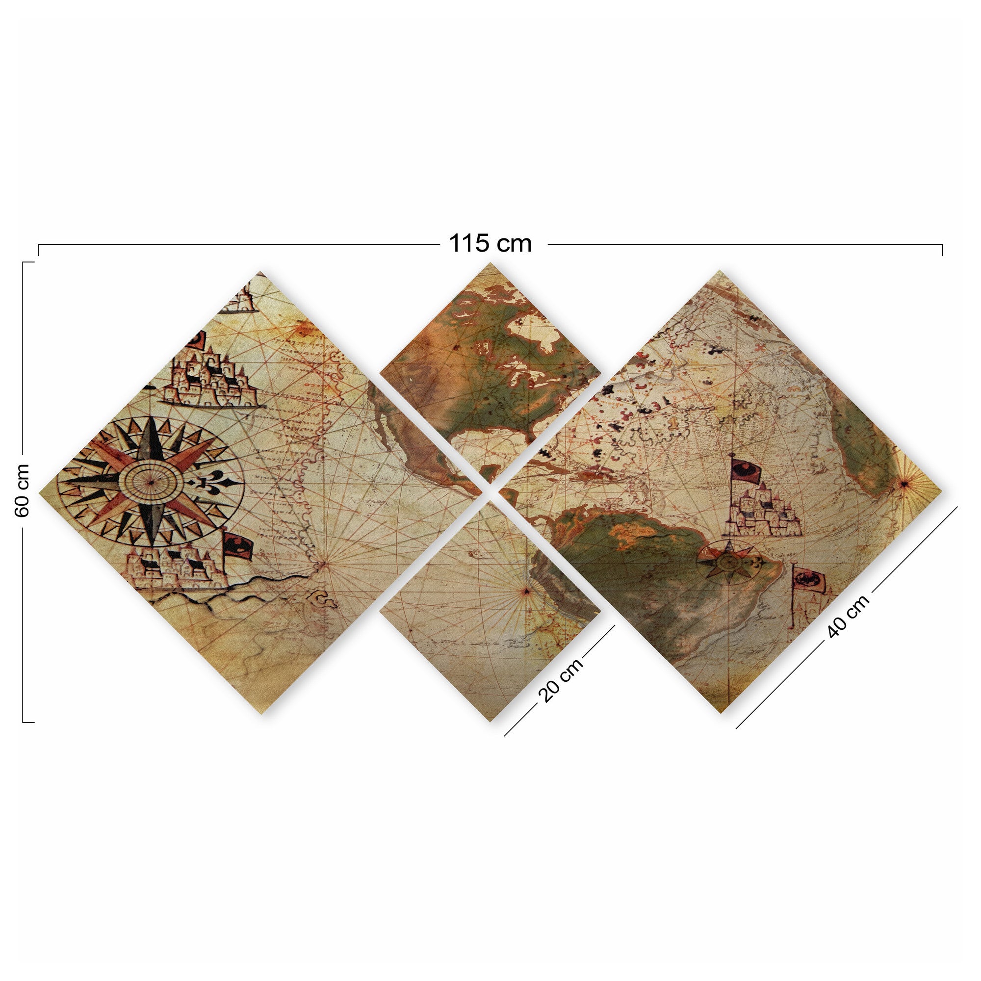 Conjunto Decorativo MDF Multicolor 4 Peças - Impressão UV Premium para Parede