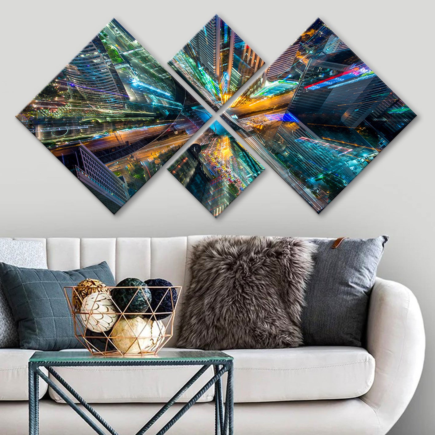 Conjunto Decorativo MDF Multicolor 4 Peças - Impressão UV Premium para Parede