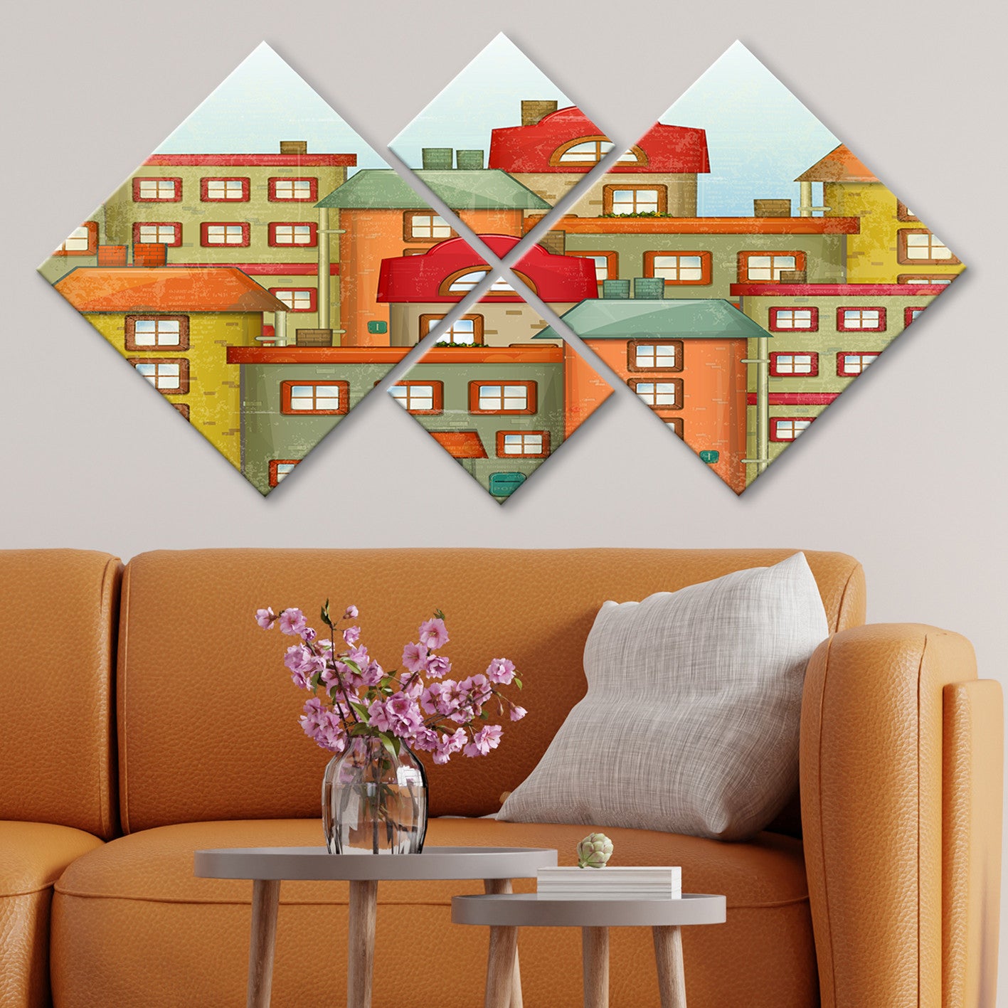 Conjunto Decorativo MDF Multicolor 4 Peças - Impressão UV Premium para Parede