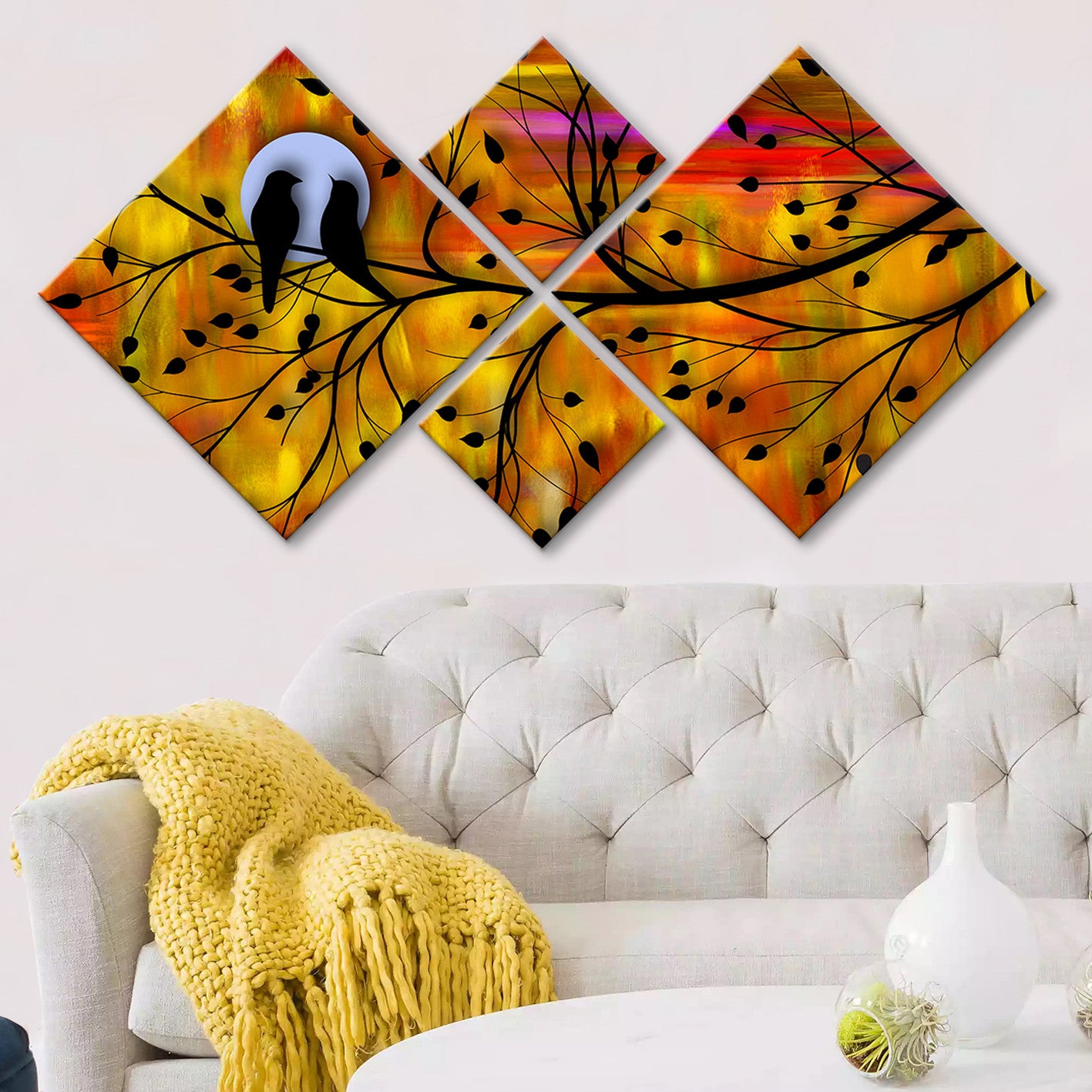 Conjunto Decorativo MDF Multicolor 4 Peças - Impressão UV Premium para Parede