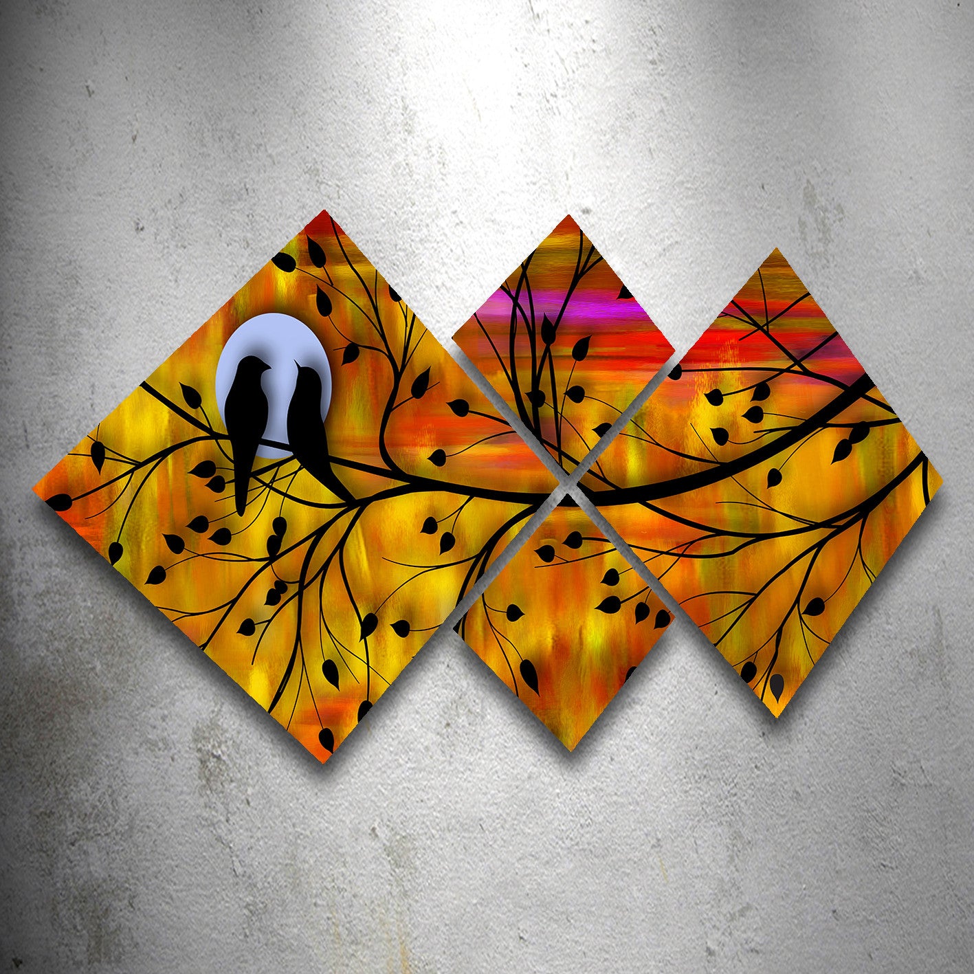 Conjunto Decorativo MDF Multicolor 4 Peças - Impressão UV Premium para Parede