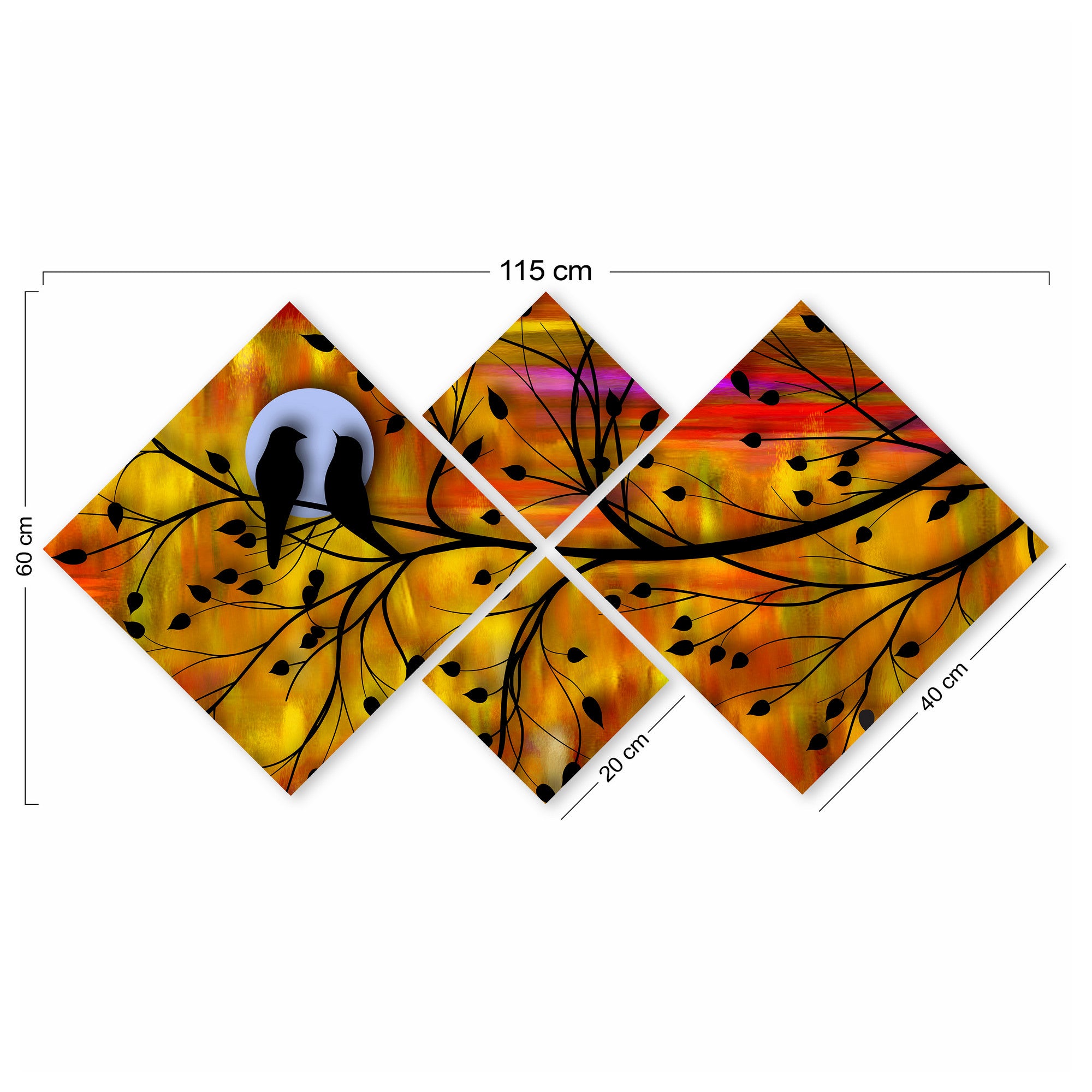 Conjunto Decorativo MDF Multicolor 4 Peças - Impressão UV Premium para Parede