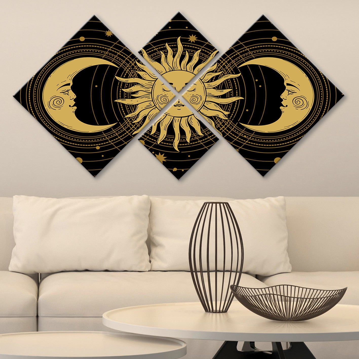 Conjunto Decorativo MDF Multicolor 4 Peças - Impressão UV Premium para Parede