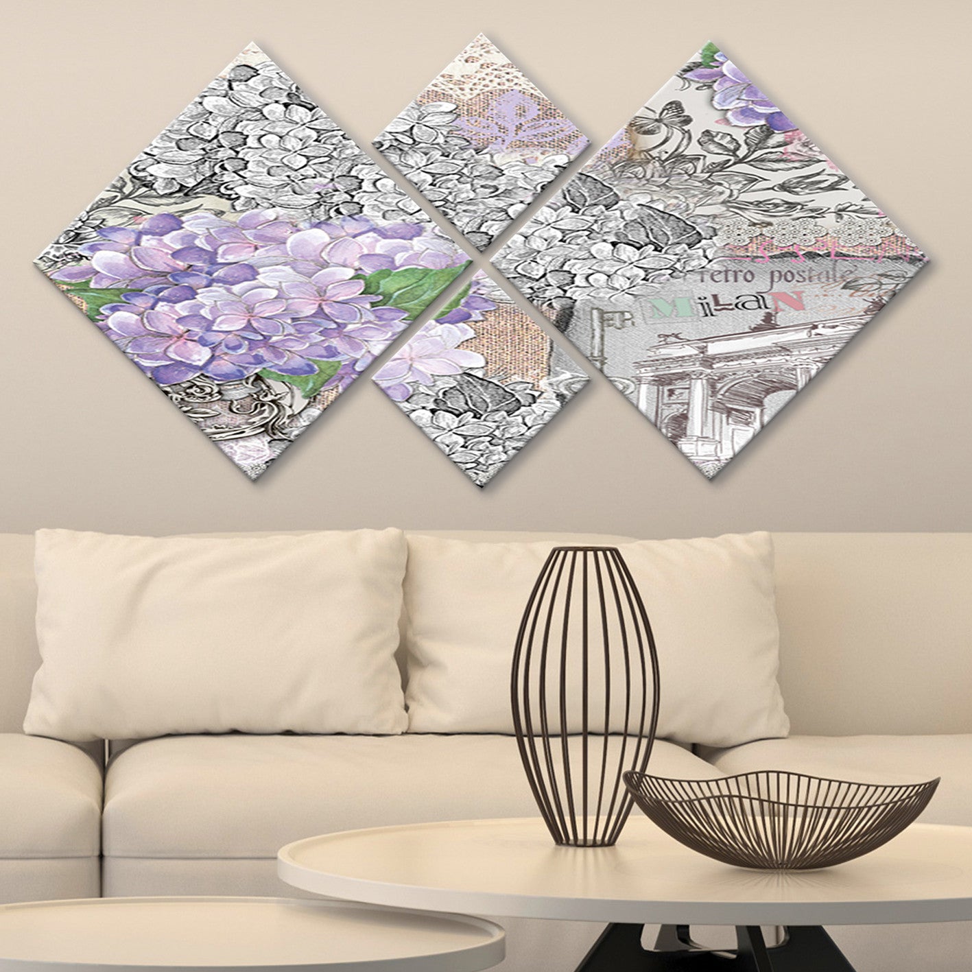 Conjunto Decorativo MDF Multicolor 4 Peças - Impressão UV Premium para Parede