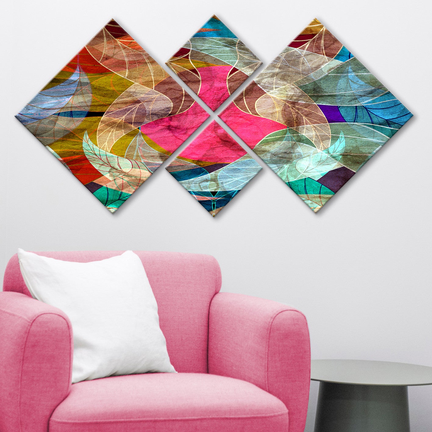 Conjunto Decorativo MDF Multicolor 4 Peças - Impressão UV Premium para Parede