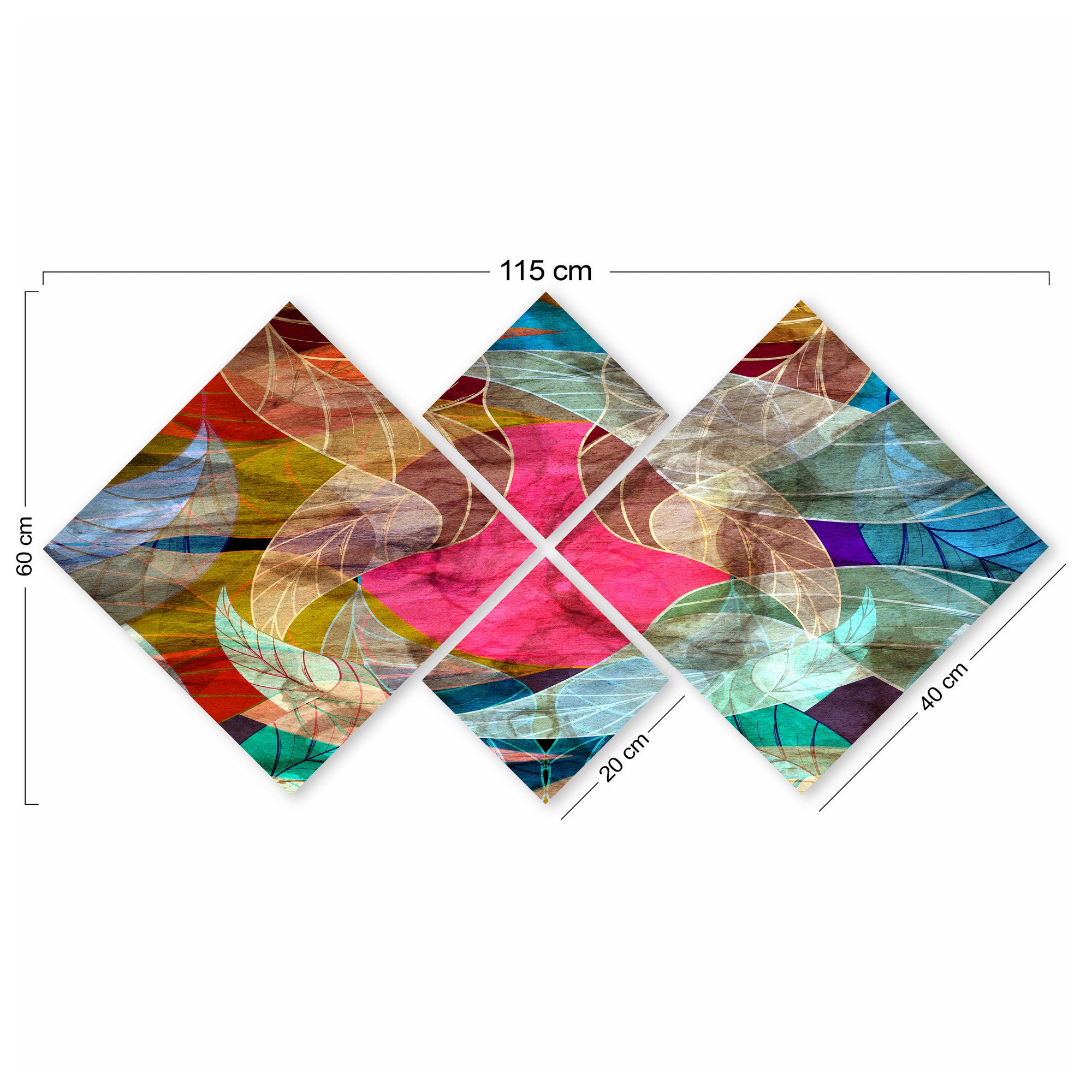 Conjunto Decorativo MDF Multicolor 4 Peças - Impressão UV Premium para Parede