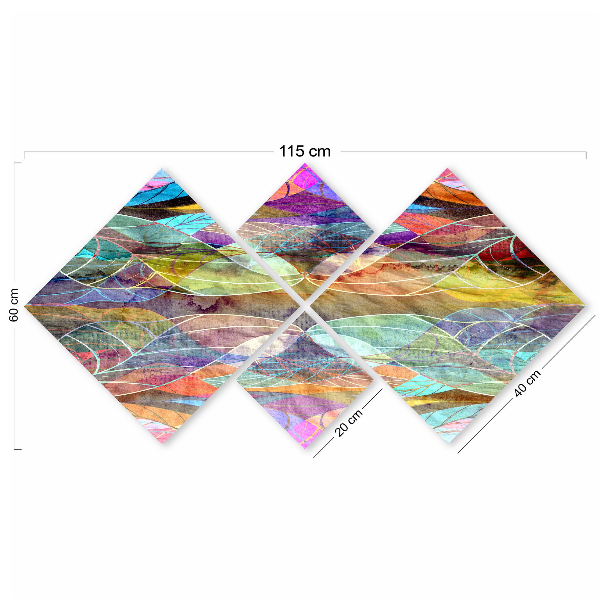 Conjunto Decorativo MDF Multicolor 4 Peças - Impressão UV Premium para Parede