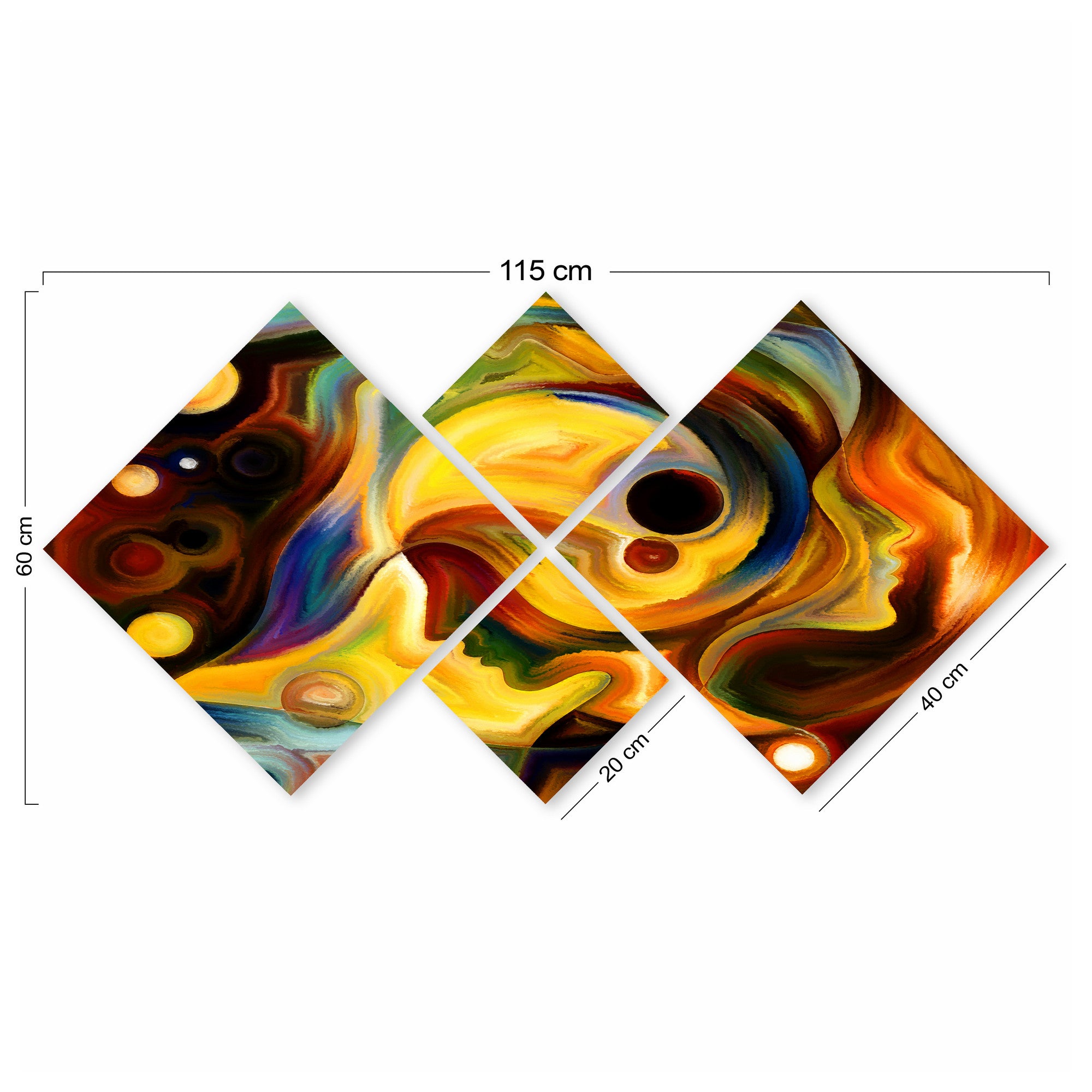 Conjunto Decorativo MDF Multicolor 4 Peças - Impressão UV Premium para Parede