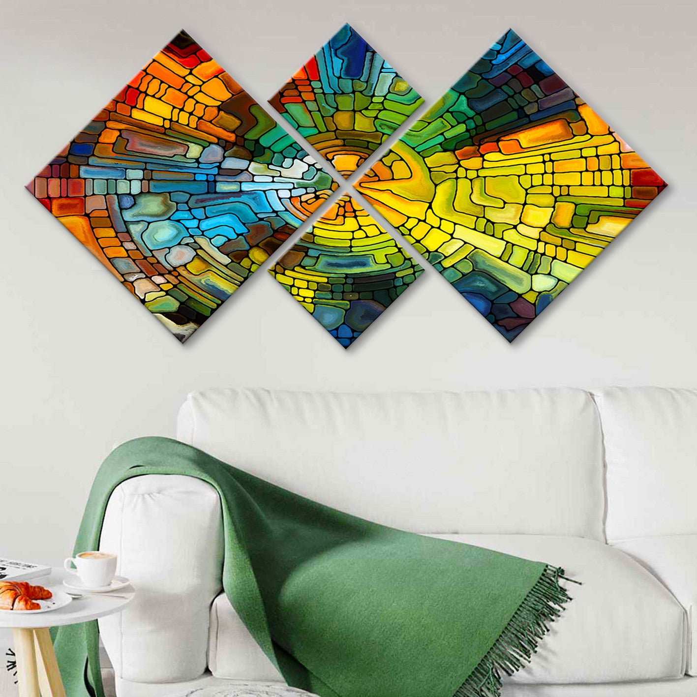 Conjunto Decorativo MDF Multicolor 4 Peças - Impressão UV Premium para Parede