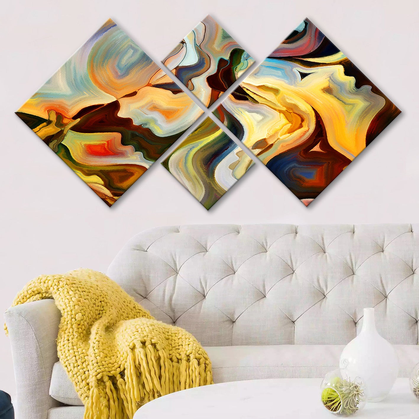 Conjunto Decorativo MDF Multicolor 4 Peças - Impressão UV Premium para Parede