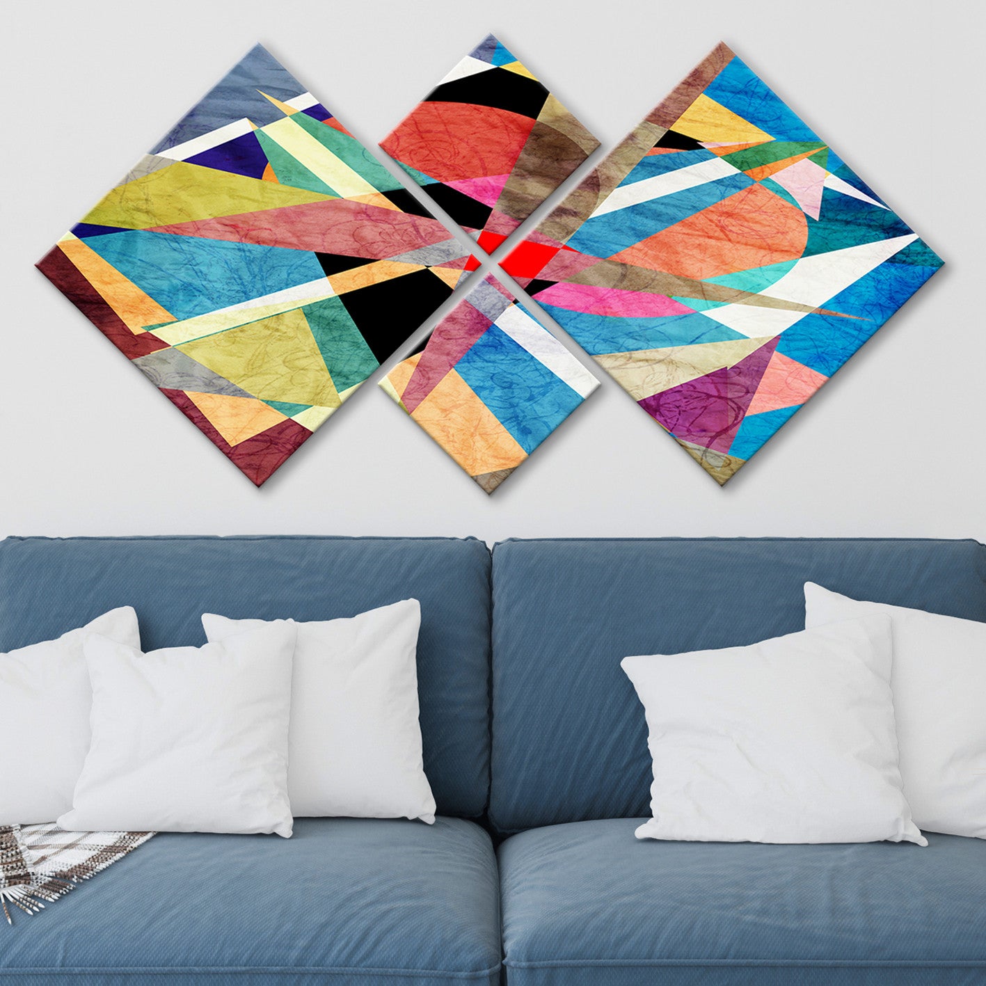 Conjunto Decorativo MDF Multicolor 4 Peças - Impressão UV Premium para Parede