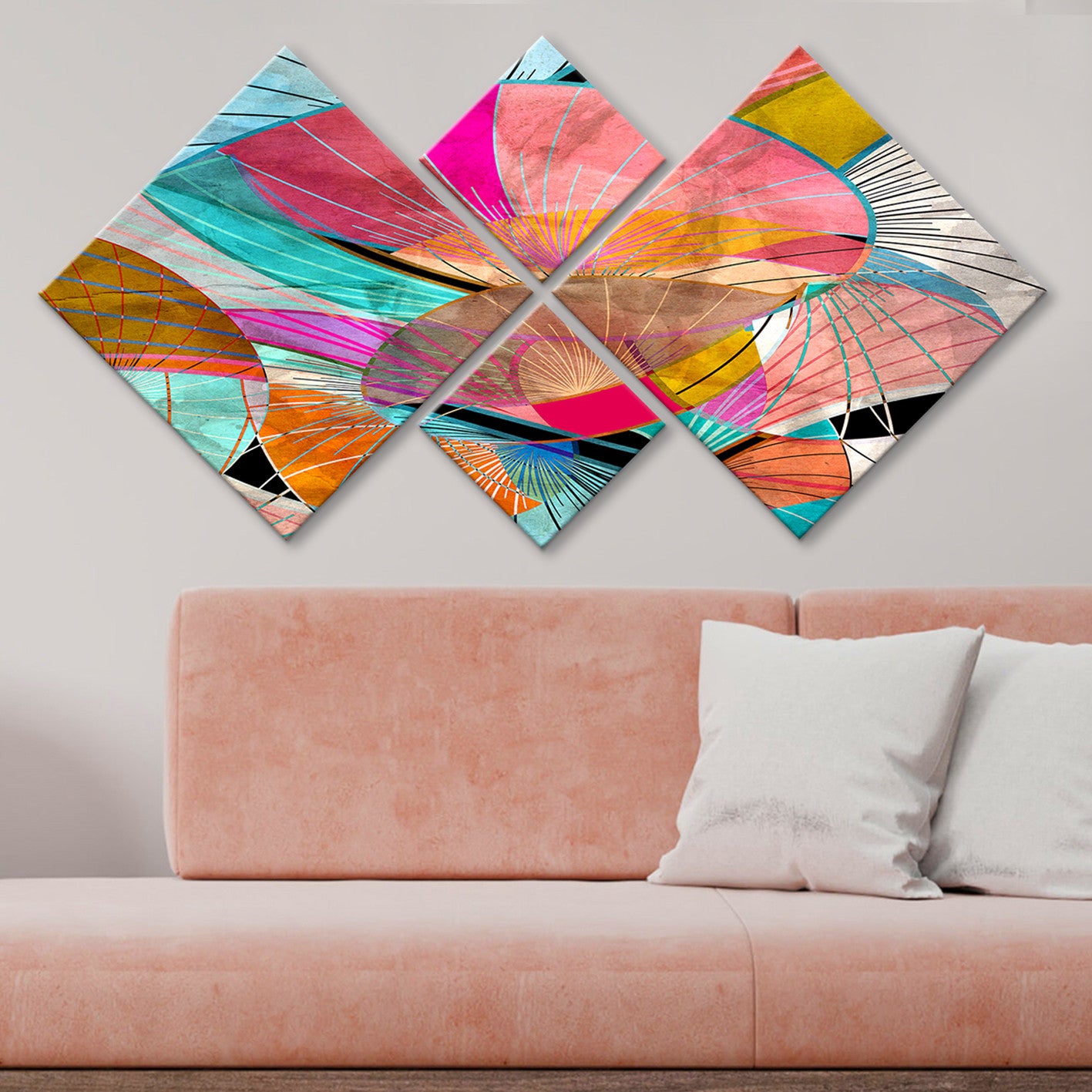 Conjunto Decorativo MDF Multicolor 4 Peças - Impressão UV Premium para Parede