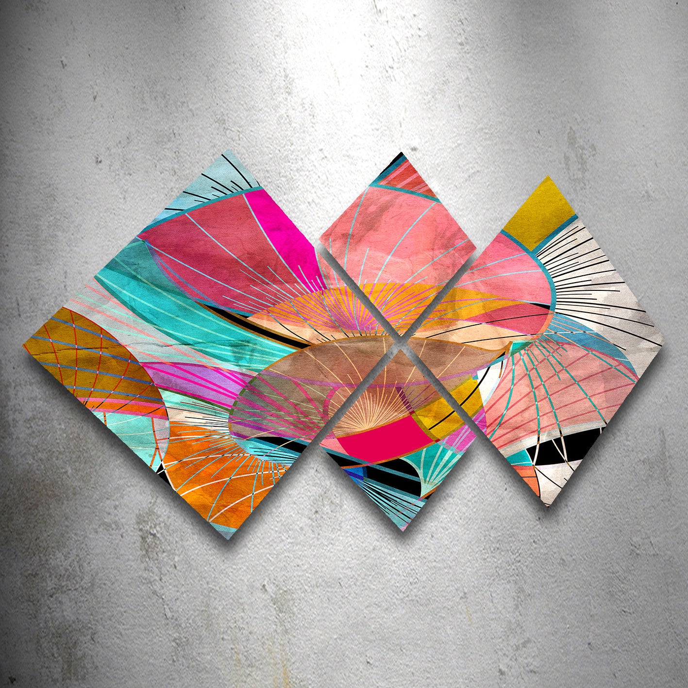 Conjunto Decorativo MDF Multicolor 4 Peças - Impressão UV Premium para Parede