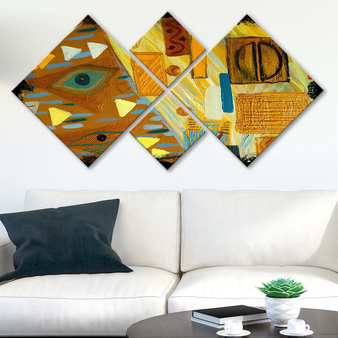 Conjunto Decorativo MDF Multicolor 4 Peças - Impressão UV Premium para Parede