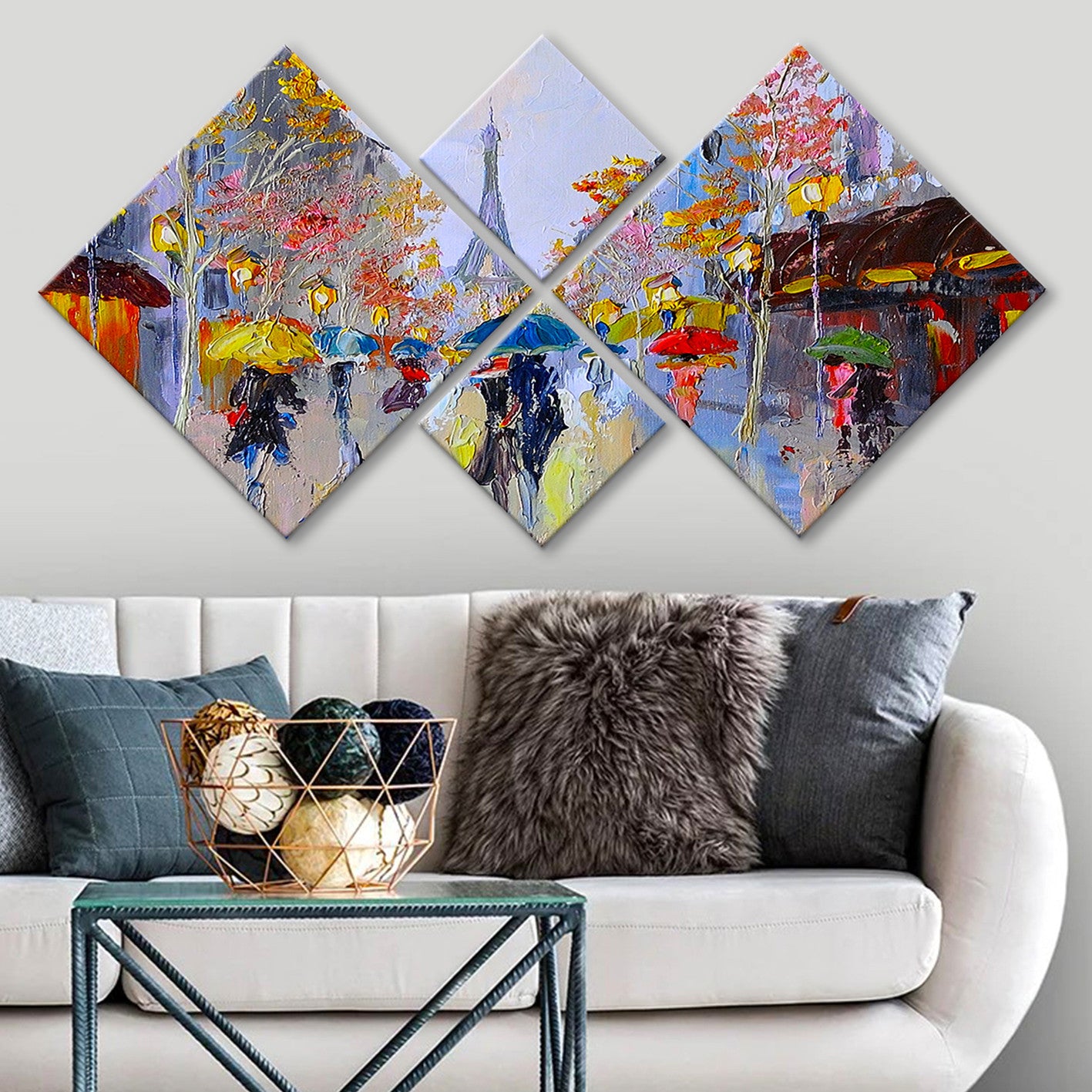 Conjunto Decorativo MDF Multicolor 4 Peças - Impressão UV Premium para Parede