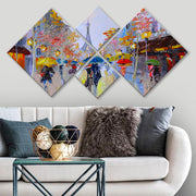 Conjunto Decorativo MDF Multicolor 4 Peças - Impressão UV Premium para Parede