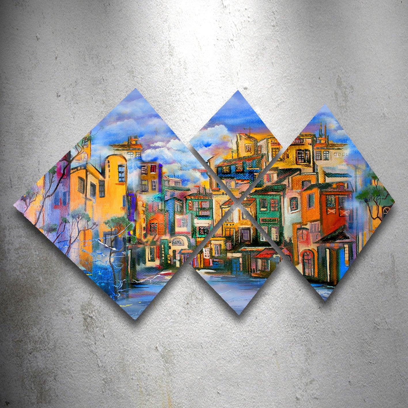 Conjunto Decorativo MDF Multicolor 4 Peças - Impressão UV Premium para Parede