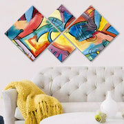 Conjunto Decorativo MDF Multicolor 4 Peças - Impressão UV Premium para Parede