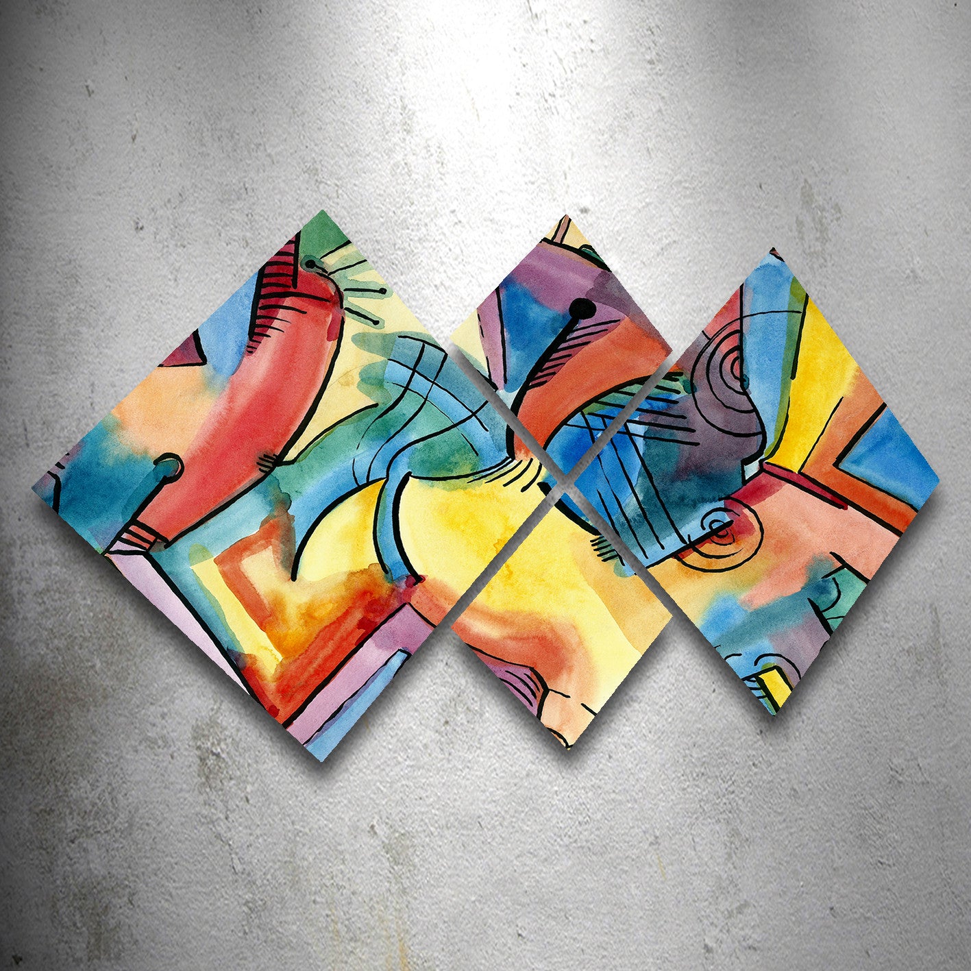 Conjunto Decorativo MDF Multicolor 4 Peças - Impressão UV Premium para Parede