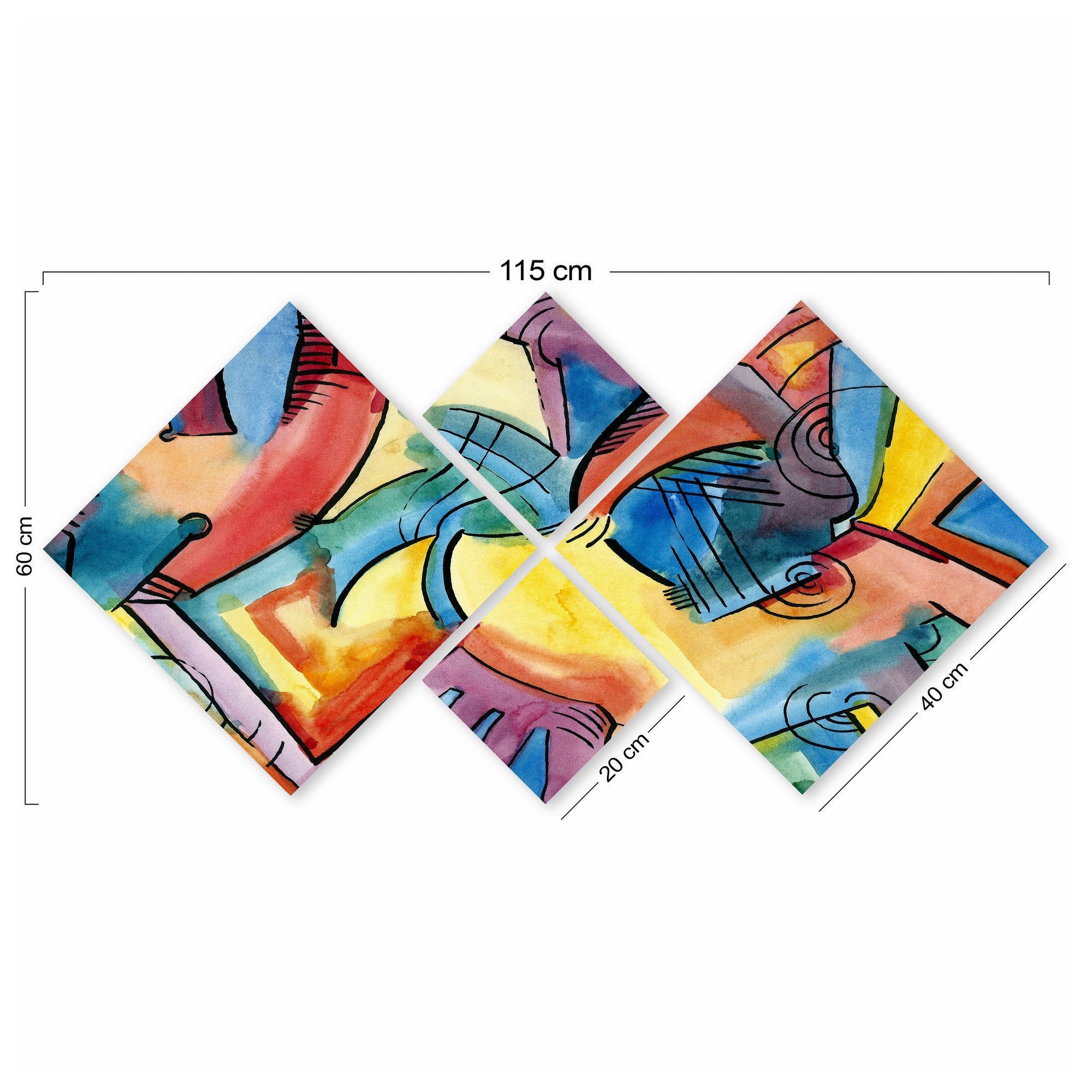 Conjunto Decorativo MDF Multicolor 4 Peças - Impressão UV Premium para Parede
