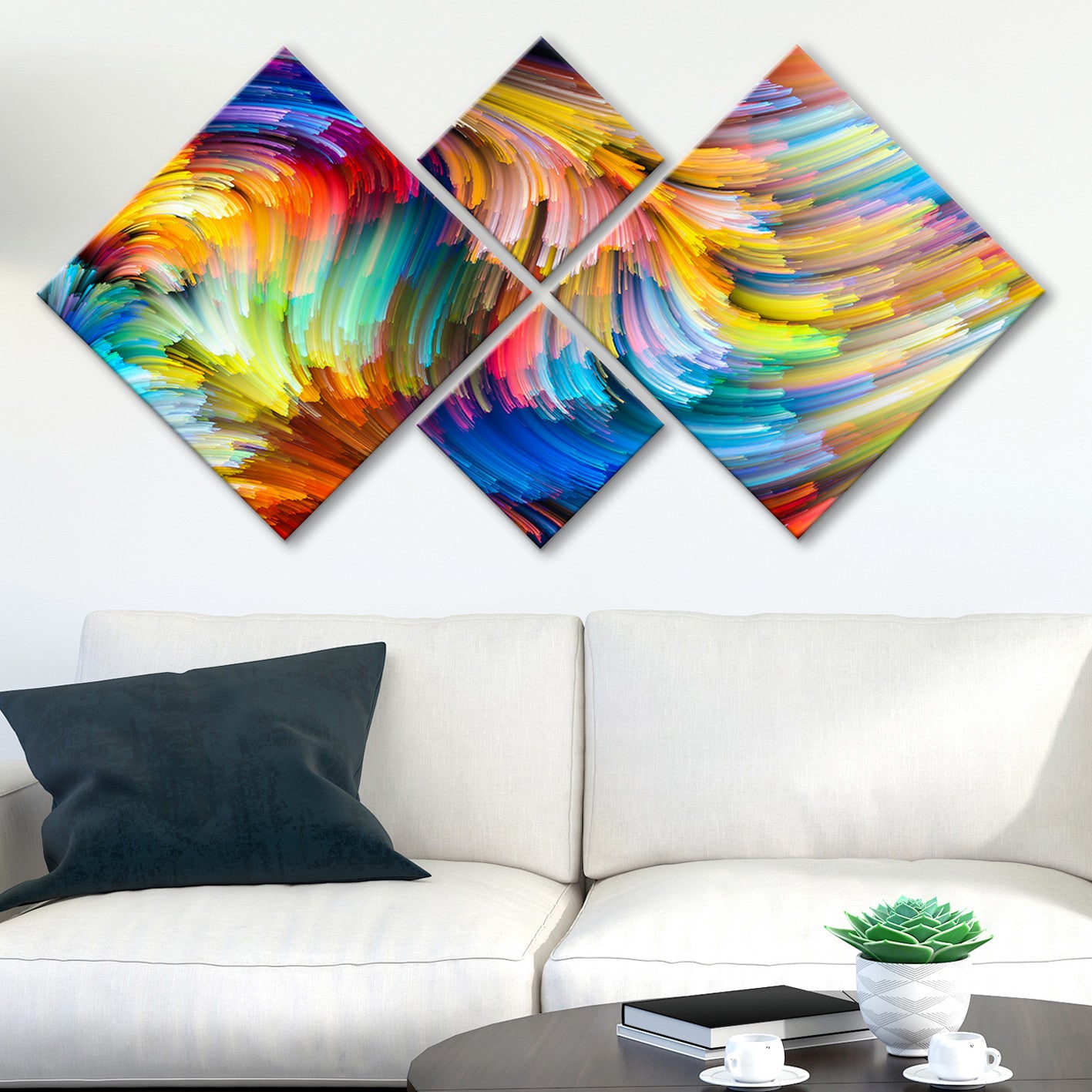 Conjunto Decorativo MDF Multicolor 4 Peças - Impressão UV Premium para Parede