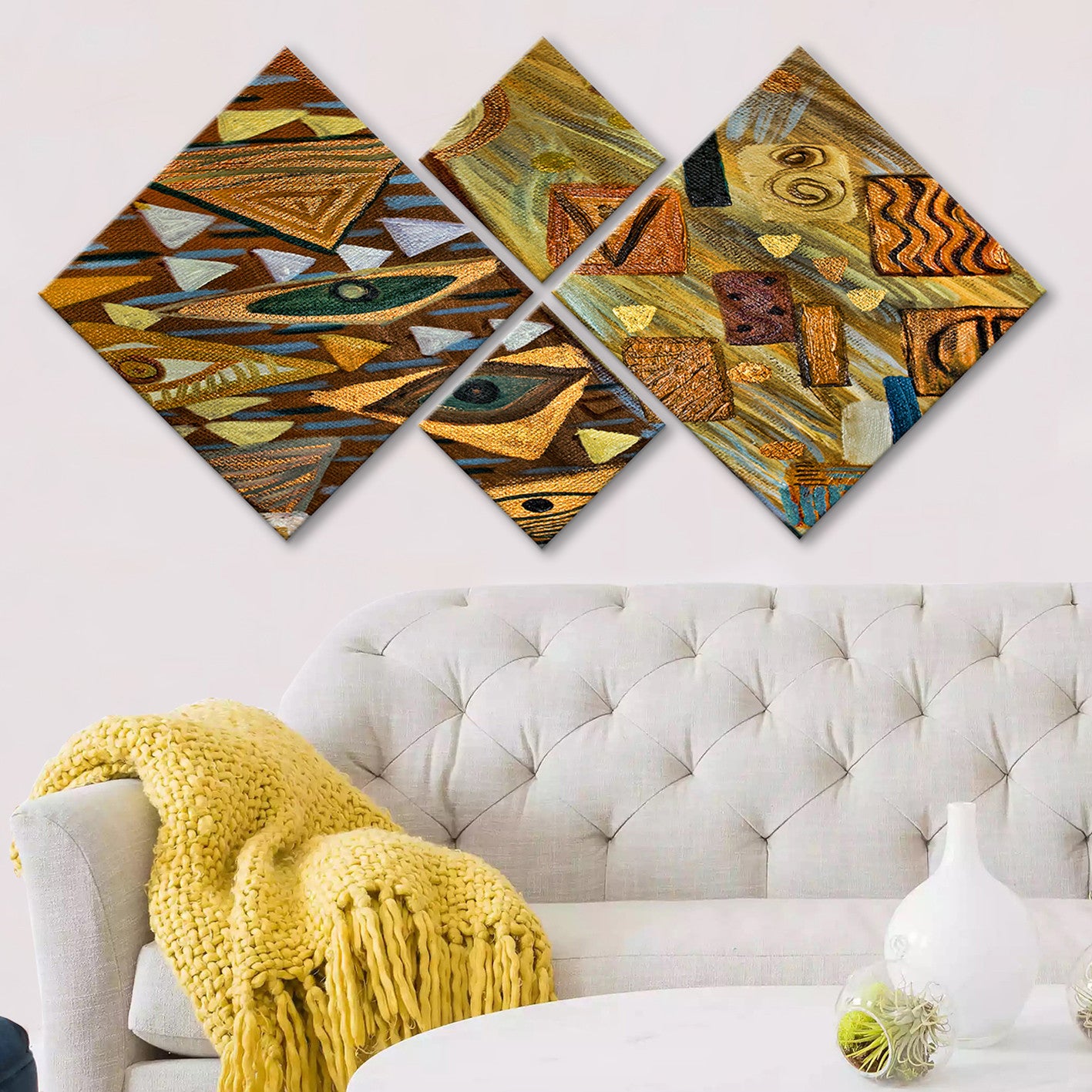 Conjunto Decorativo MDF Multicolor 4 Peças - Impressão UV Premium para Parede