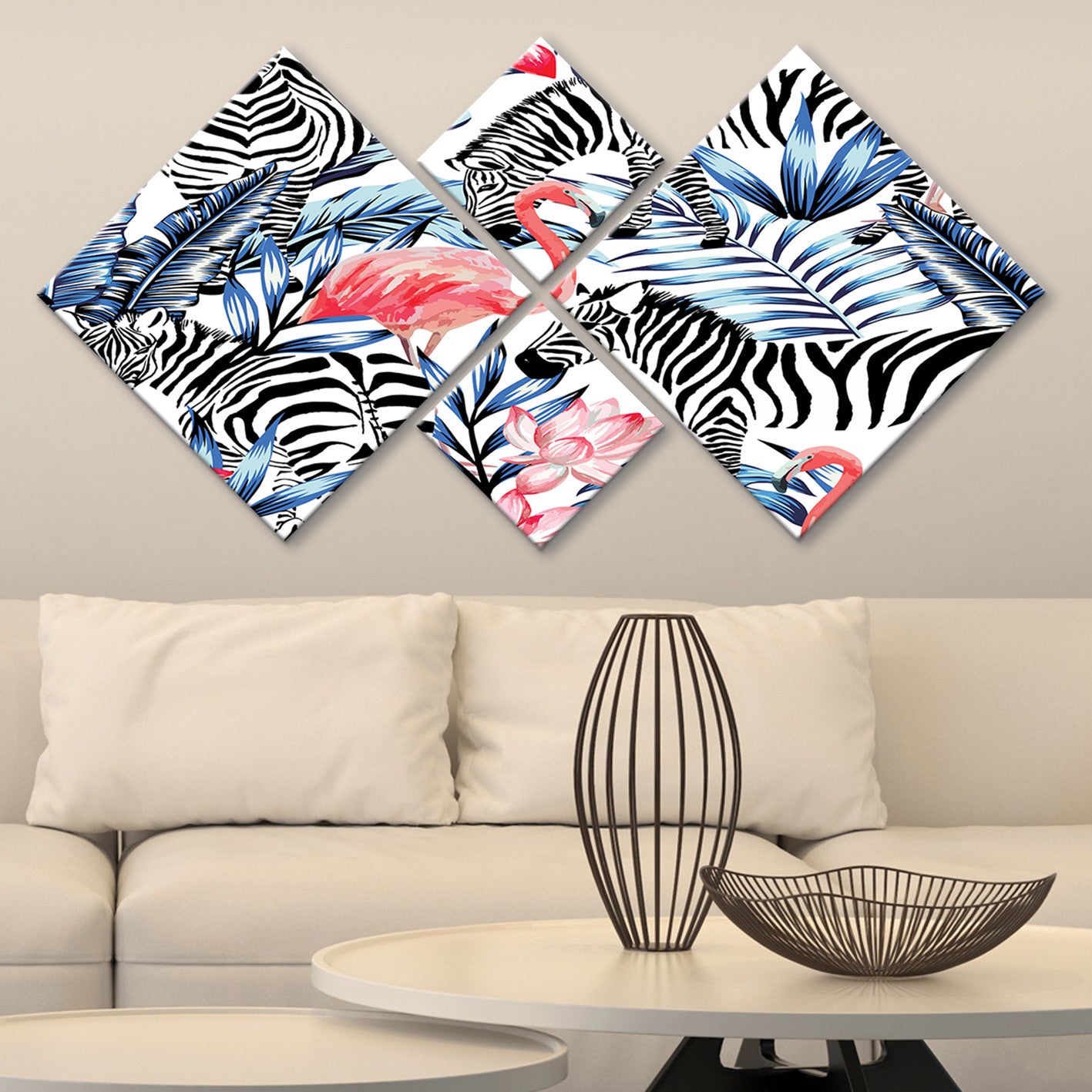 Conjunto Decorativo MDF Multicolor 4 Peças - Impressão UV Premium para Parede