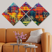 Conjunto Decorativo MDF Multicolor 4 Peças - Impressão UV Premium para Parede