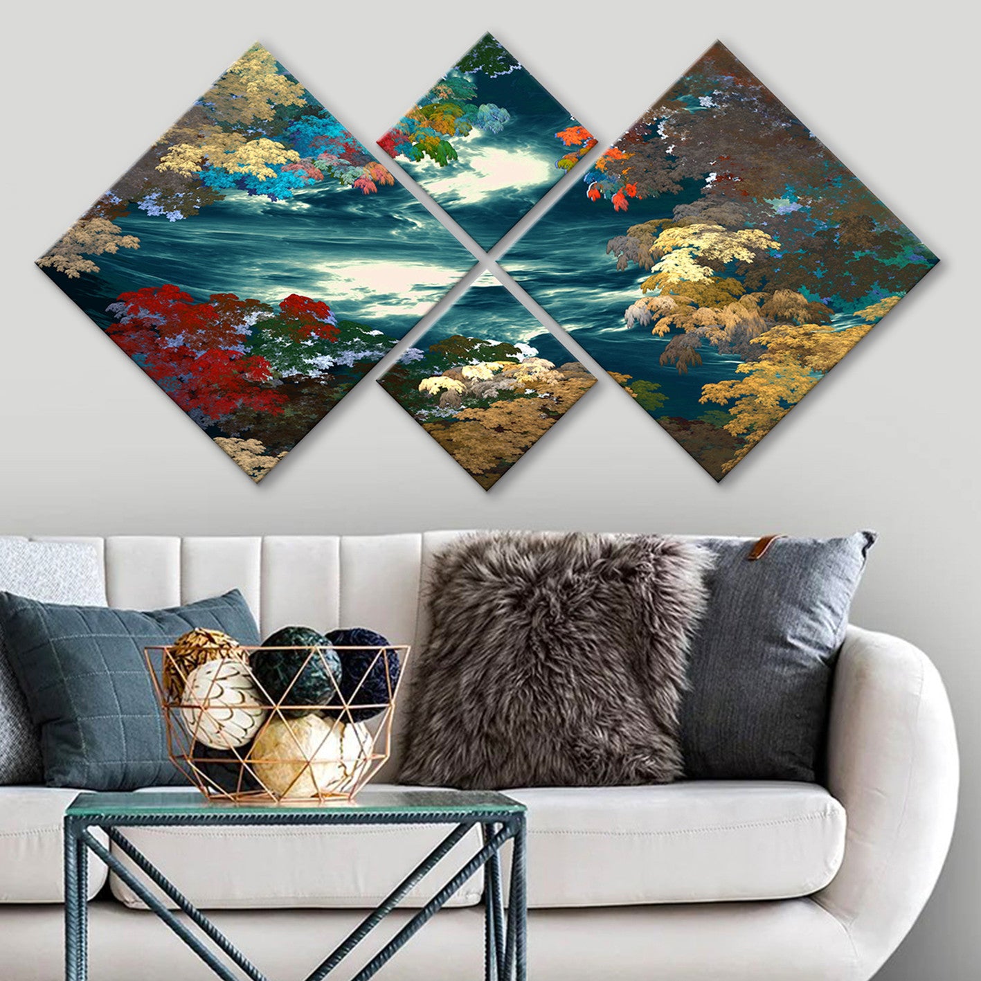 Conjunto Decorativo MDF Multicolor 4 Peças - Impressão UV Premium para Parede