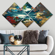 Conjunto Decorativo MDF Multicolor 4 Peças - Impressão UV Premium para Parede