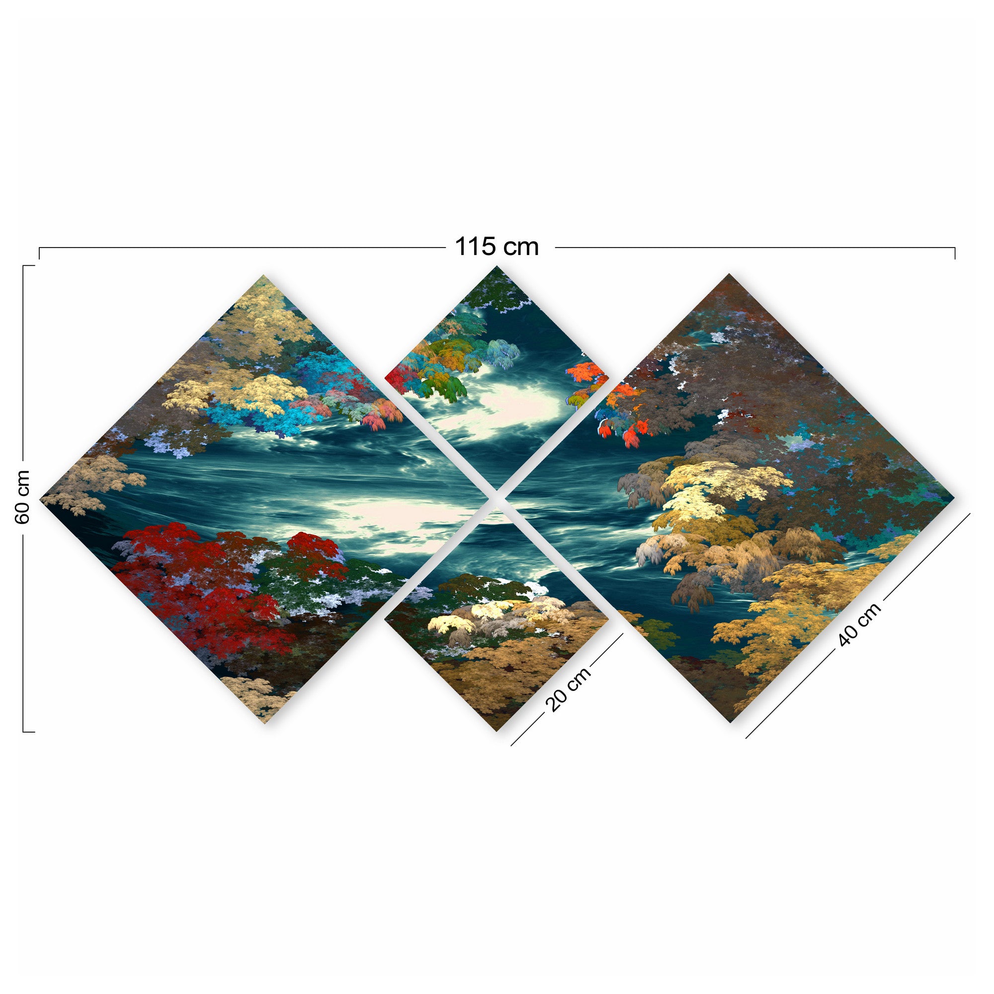 Conjunto Decorativo MDF Multicolor 4 Peças - Impressão UV Premium para Parede