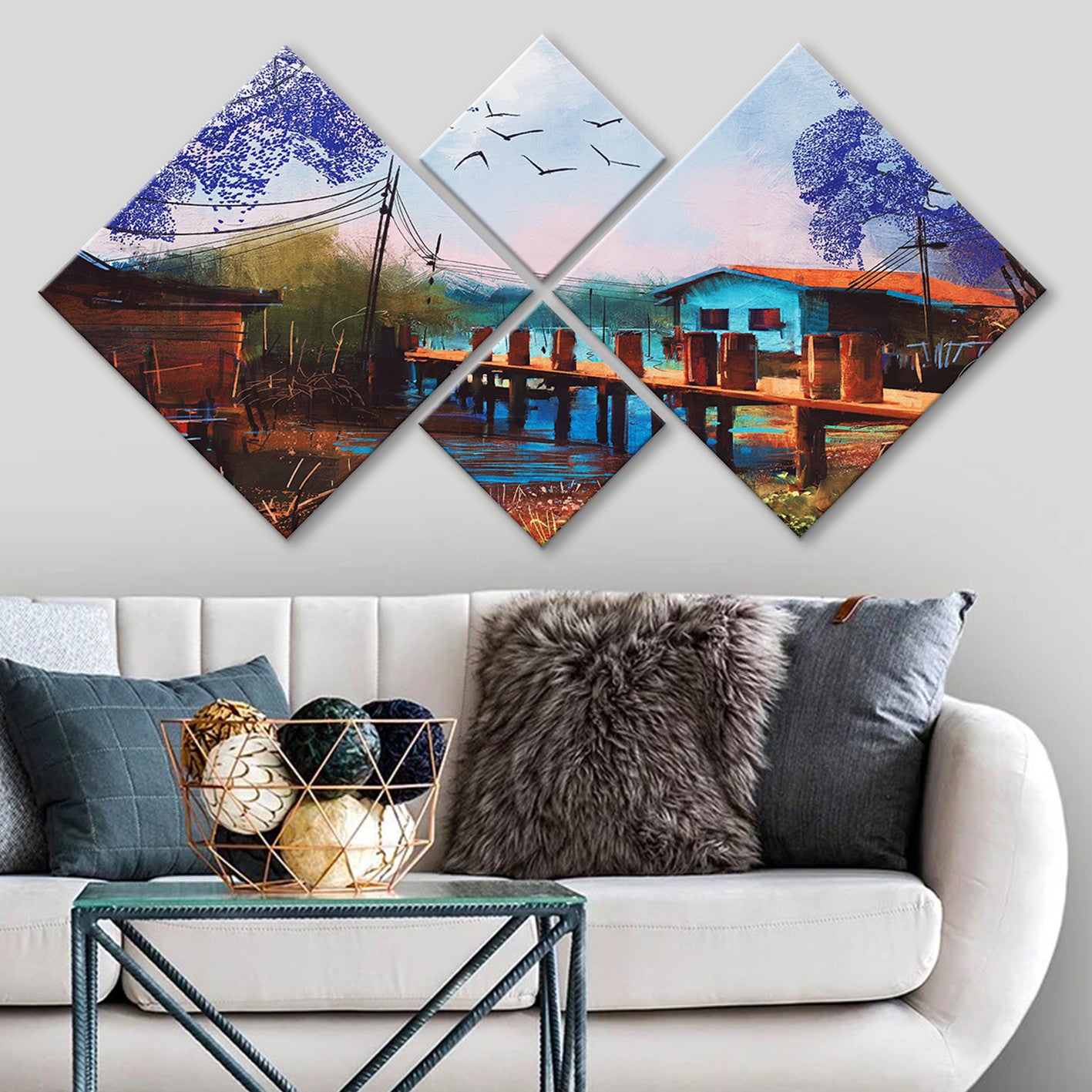 Conjunto Decorativo MDF Multicolor 4 Peças - Impressão UV Premium para Parede