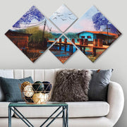 Conjunto Decorativo MDF Multicolor 4 Peças - Impressão UV Premium para Parede