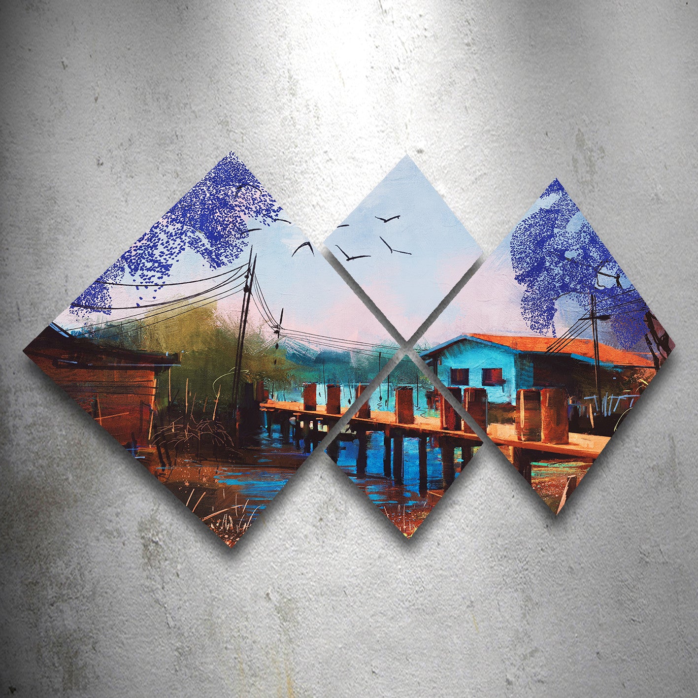 Conjunto Decorativo MDF Multicolor 4 Peças - Impressão UV Premium para Parede