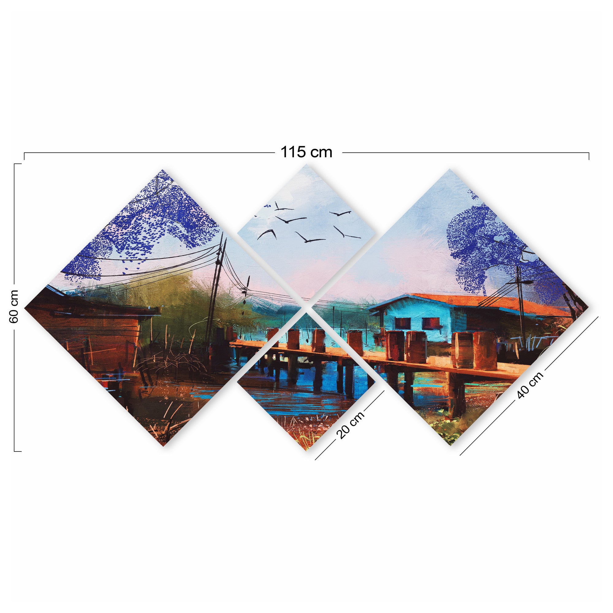 Conjunto Decorativo MDF Multicolor 4 Peças - Impressão UV Premium para Parede